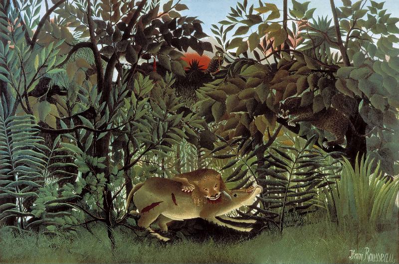 Henri Rousseau The Hungry Lion Throws Itself on the Antelope Spain oil painting art